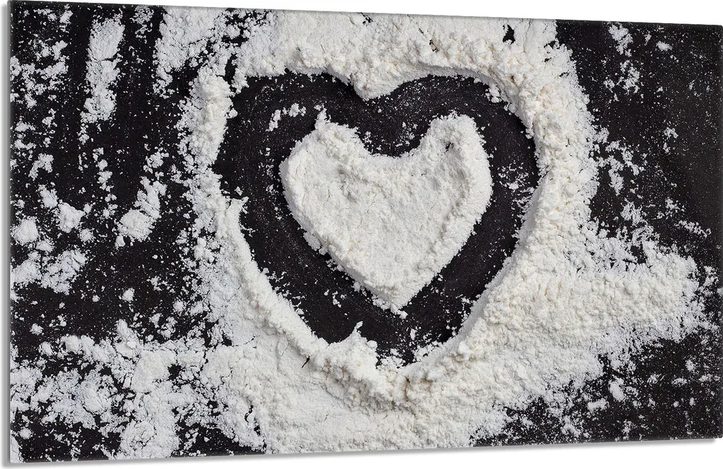 Tagliere Grande in Vetro 80x52cm - Coprifornelli Nero con Cuore