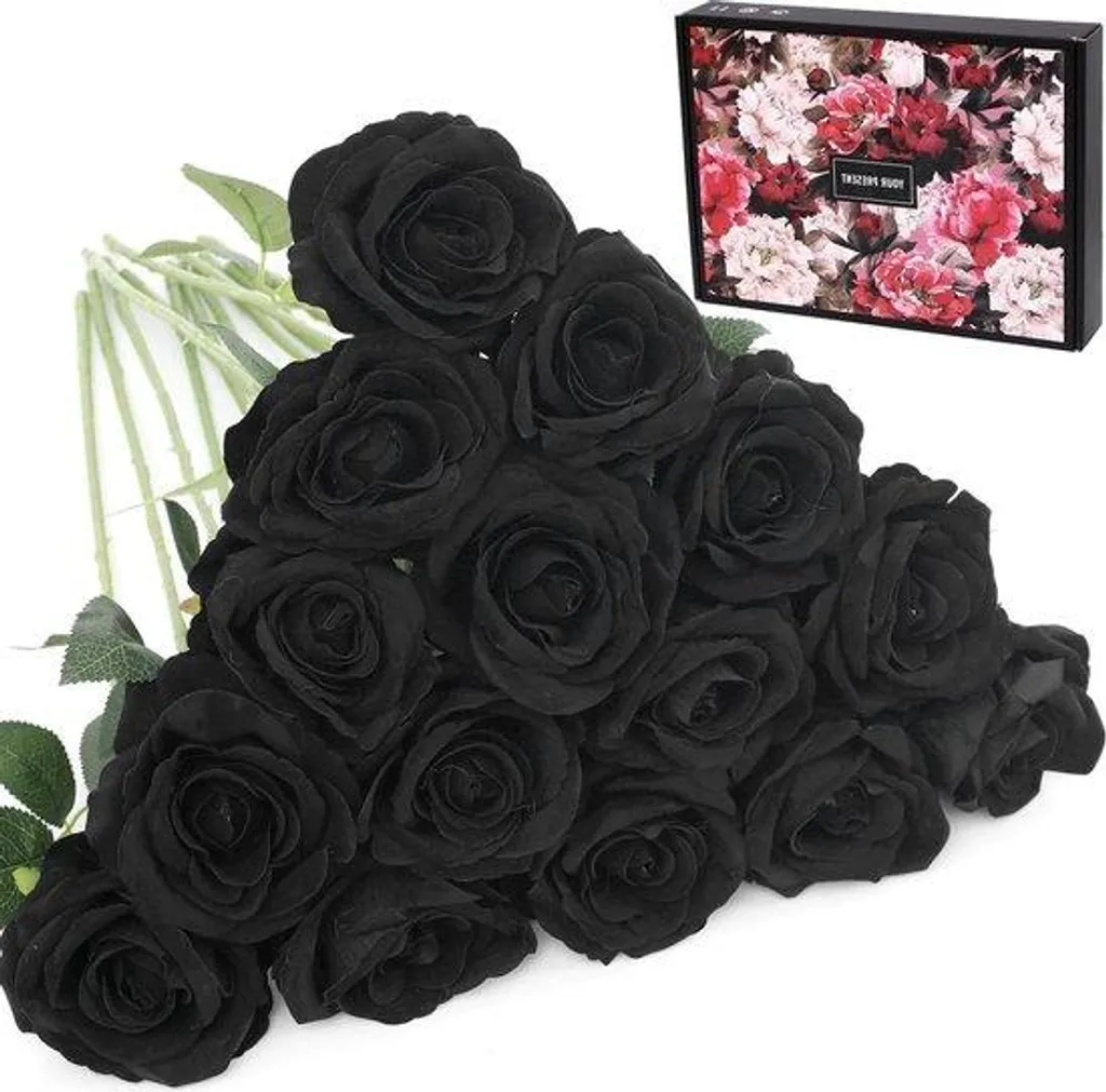 Roses noires artificielles soie : l'aspect fleurs séchées sans débris