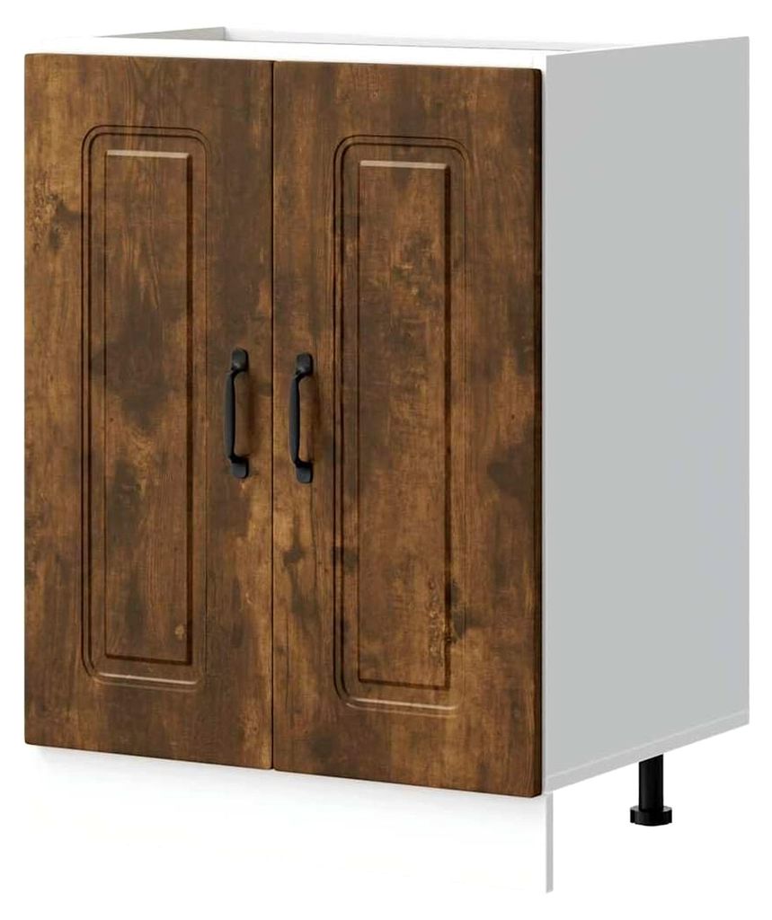 Tomostar Küchenunterschrank, Unterschrank für Spüle, Küchenschrank Kalmar Raucheiche, Holz, 60 x 46 x 81,5 cm