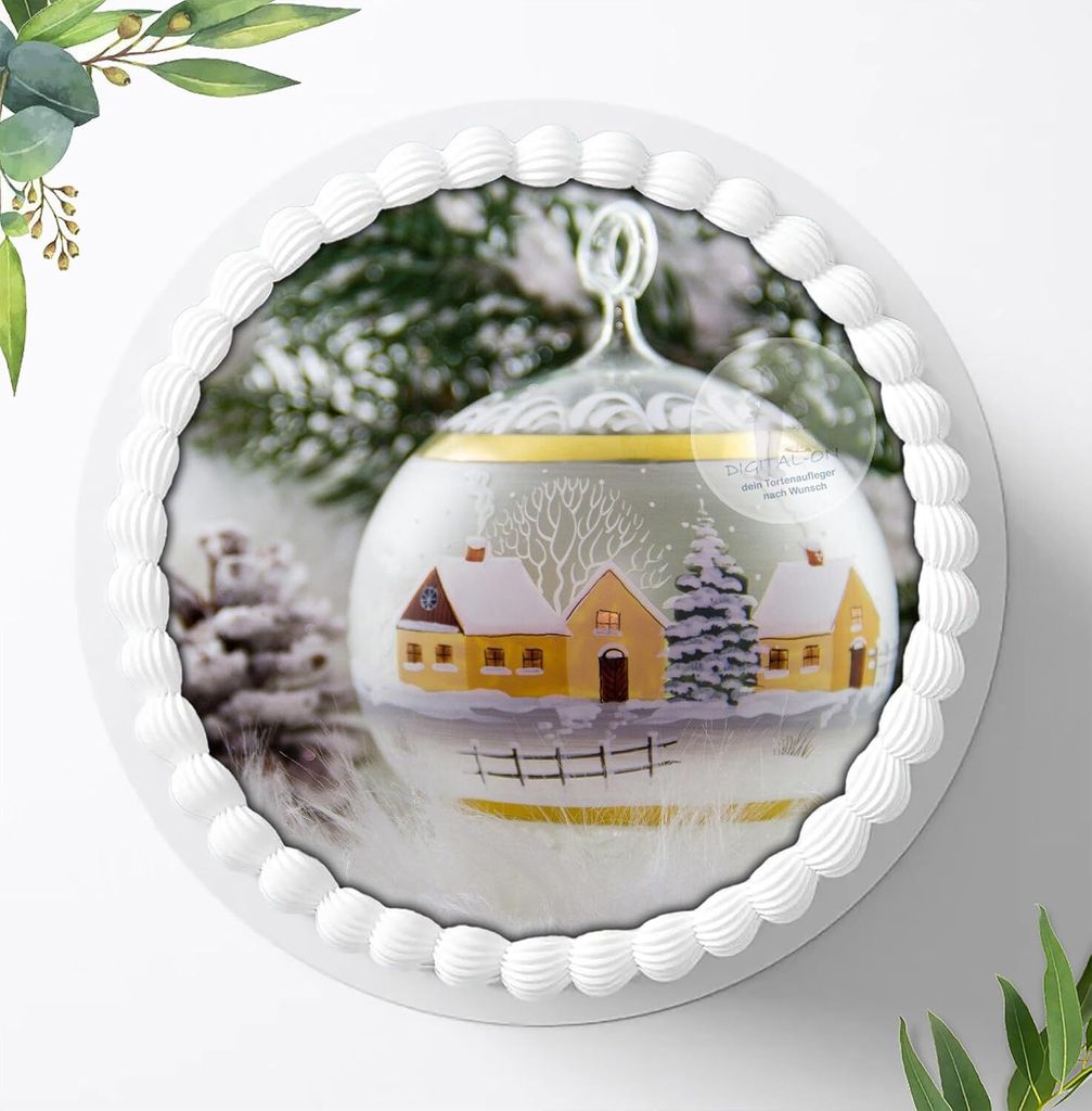 Für die Geburtstags Torte ein Tortenaufleger, Zuckerbild mit dem Motiv: Weihnachten, Essbares Foto für Torten, Fondant, Ø 20cm, 0010w