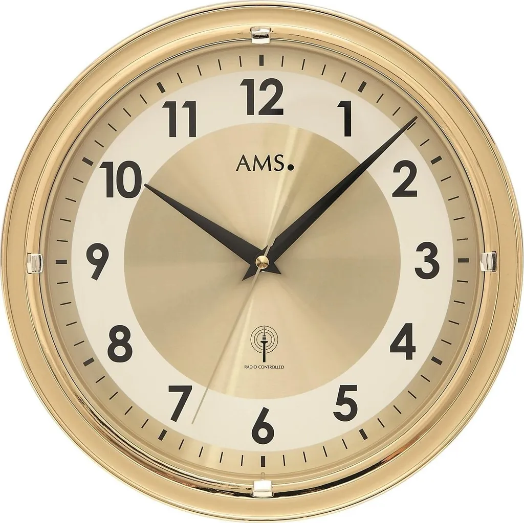 AMS 5946 Montre Murale en Métal avec Cadran Lisible et Mouvement Quartz