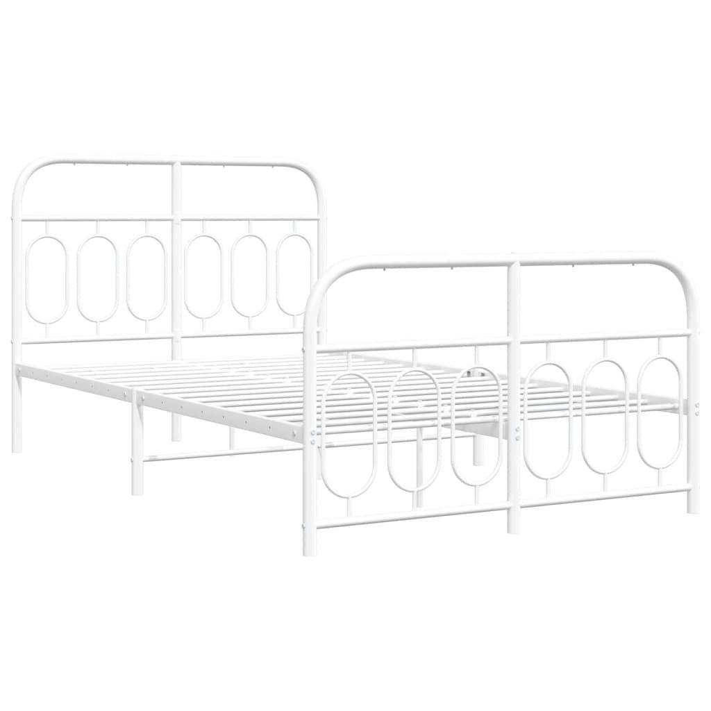 SYFAX Bettgestell mit Kopf- und Fußteil Metall Weiß 120x190 cm