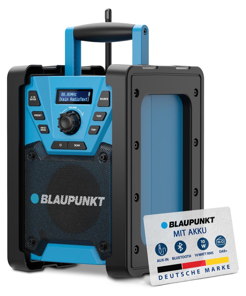 Blaupunkt Baustellenradio DAB+ Bluetooth Akku IP45 10 Watt Produktbild 