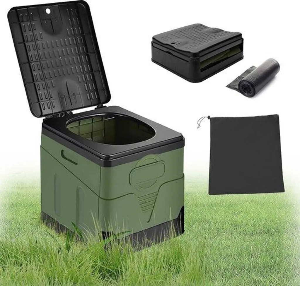 WC de camping pliable et robuste avec sacs à déchets biodégradables