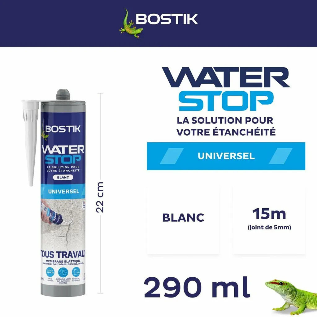Mastic Silicone Bostik Universel Blanc 280ml pour Joint Etanche