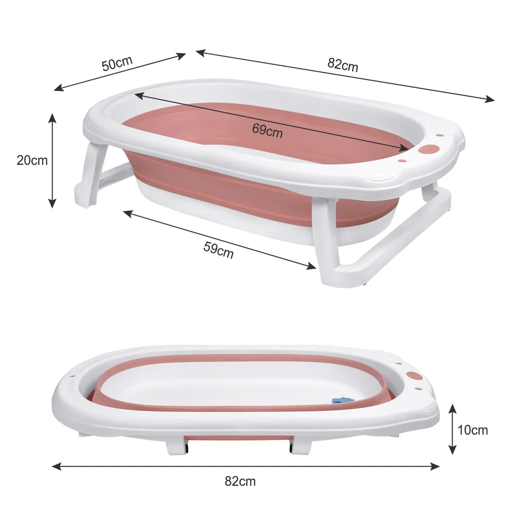 Baignoire Bébé de Voyage Pliable avec Support de Bain Doux et Stable