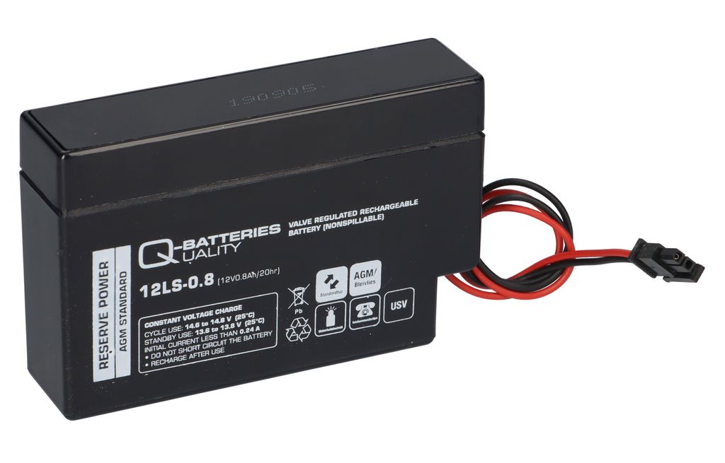 Q-Batteries 12LS-0.8 12V 0,8Ah AGM Blei-Vlies Akku Heim & Produktbild 