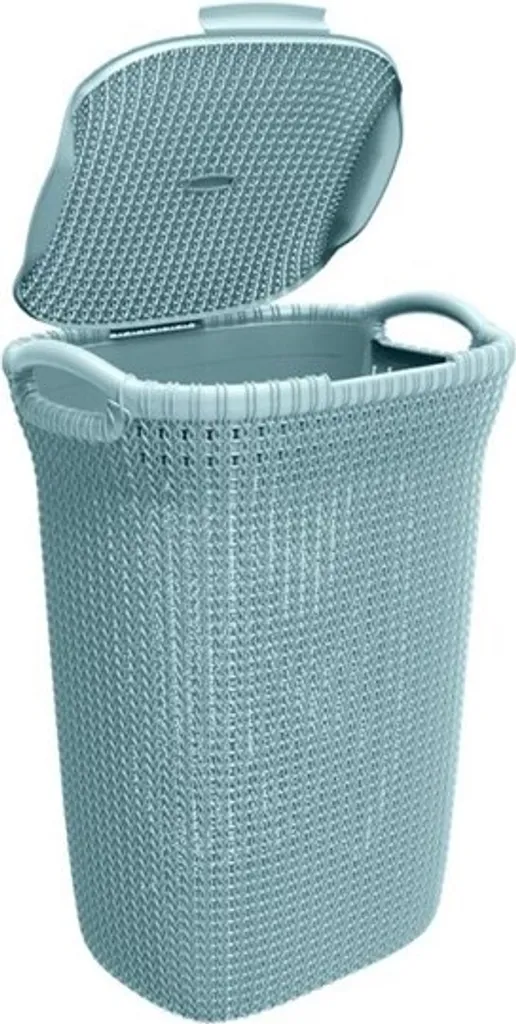 Curver Knit Portabiancheria 57 Litri Blu Nebbia - Cesto di Design
