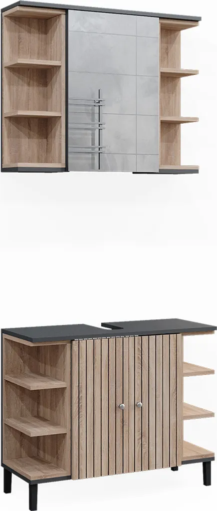 Set de meubles bain Vicco Aquis bois Sonoma avec finitions mélaminées