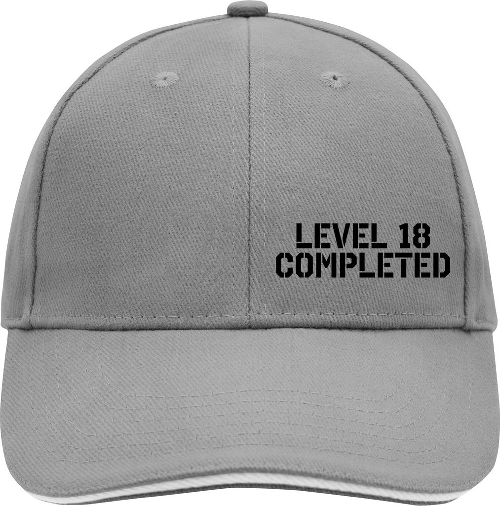 Huuraa Cappy Mütze Level 18 Completed Dark Grey/White Baumwolle 6-Panel Kappe Geschenkidee