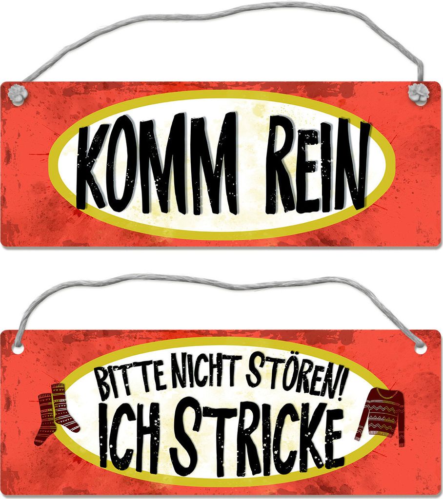 Bitte nicht stören - ich stricke Wendeschild mit Kordel Schild Türschild