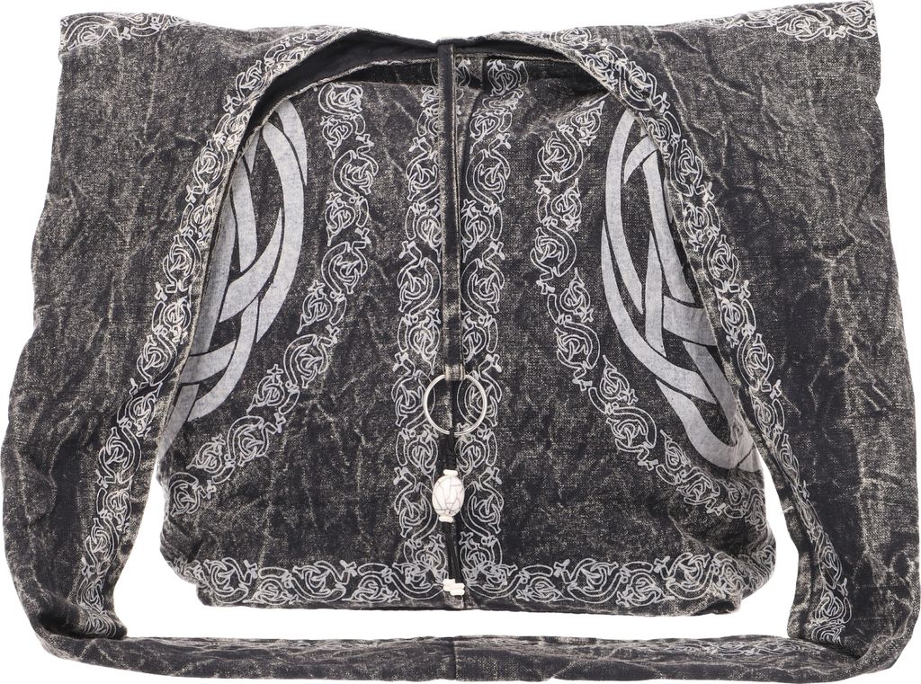 Boho Tasche, Ethno Shopper mit Keltischem Druck, Bedruckter Schulterbeutel, Schultertasche - Grau, Uni - Erwachsene, Baumwolle, 32*38*15 cm, Altern...