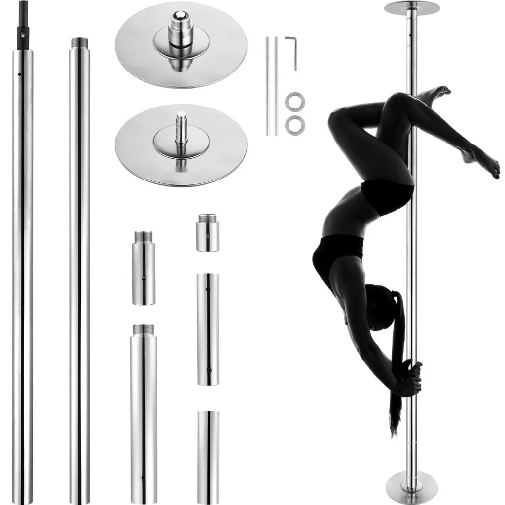 Barre Pole Dance sans Perçage - Hauteur Réglable Argentée pour Appartement