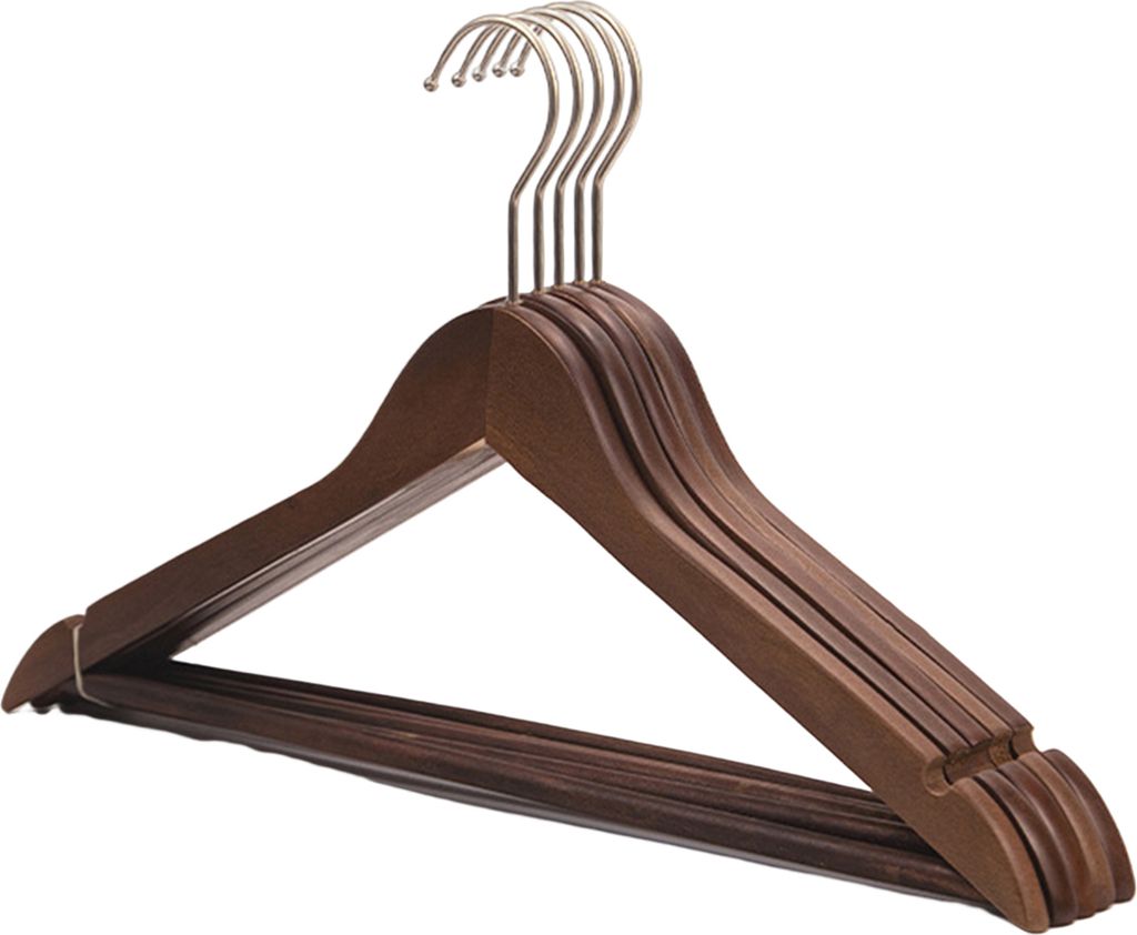 5 Stück Holzbügel, robust, langlebig, platzsparend, Kleiderbügel mit Metallhaken, Schrank-Organizer, Heimversorgung
