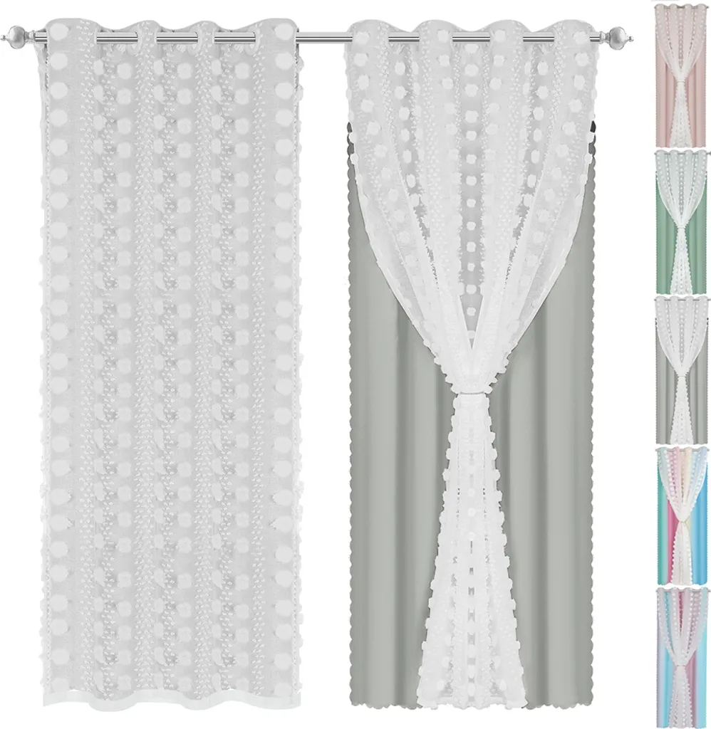 Rideau occultant et voilage tulle gris pour chambre enfant 132x160cm