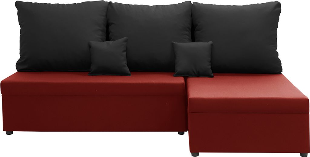 Ecksofa mit Schlaffunktion BODO - Rot/Schwarz