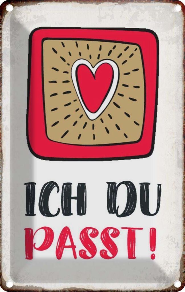 vianmo Blechschild 18x12 cm ich du passt Herz Liebe Dekoration