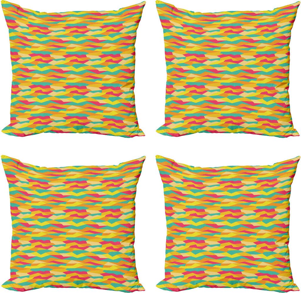 ABAKUHAUS Geometrisch Kissenbezug Set (4 Stück), Funky Fliesen, Moderner Doppelseitiger Digitaldruck, 60 cm x 60 cm, Jade-Grün Marigold