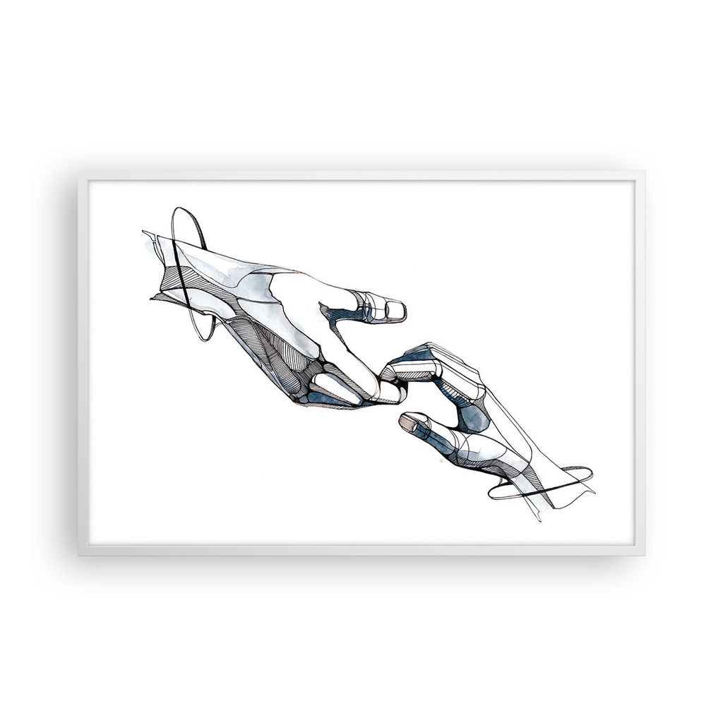 Gerahmtes Poster - Weißer Rahmen - Surrealismus Hände Hilfe - 91,5x61 cm - Wand Bild - Wanddeko - Wandbilder - Kunstposter - Wandposter - Bilderr...