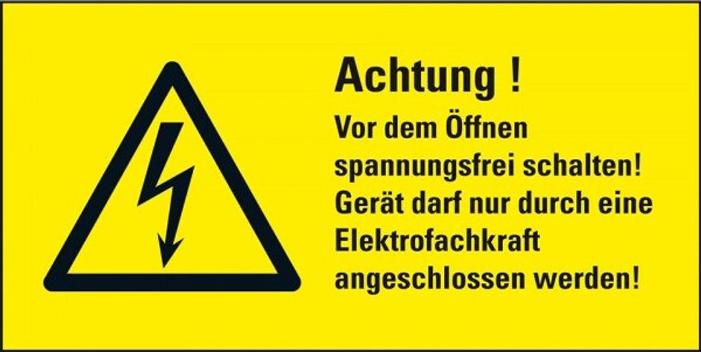 Dreifke Aufkleber I Warn-Kombischild Achtung! Vor dem Öffnen..., RoHS konfor...