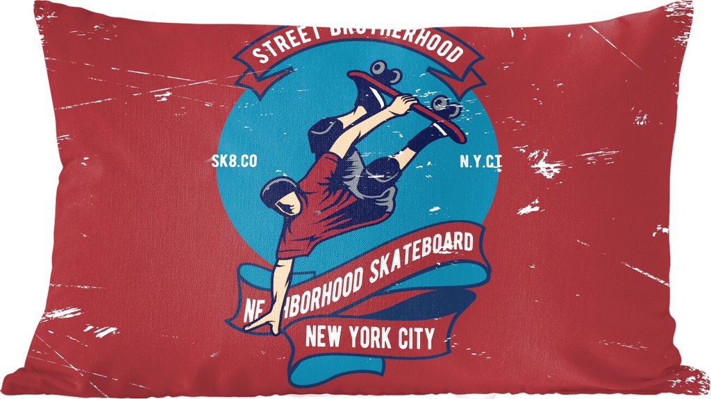 MuchoWow Zierkissen Sofakissen Wohnzimmer Dekokissen 50x30 cm Skateboard - Mann - Retro - Zitat - Wohnzimmerdekoration - Polster mit Photo