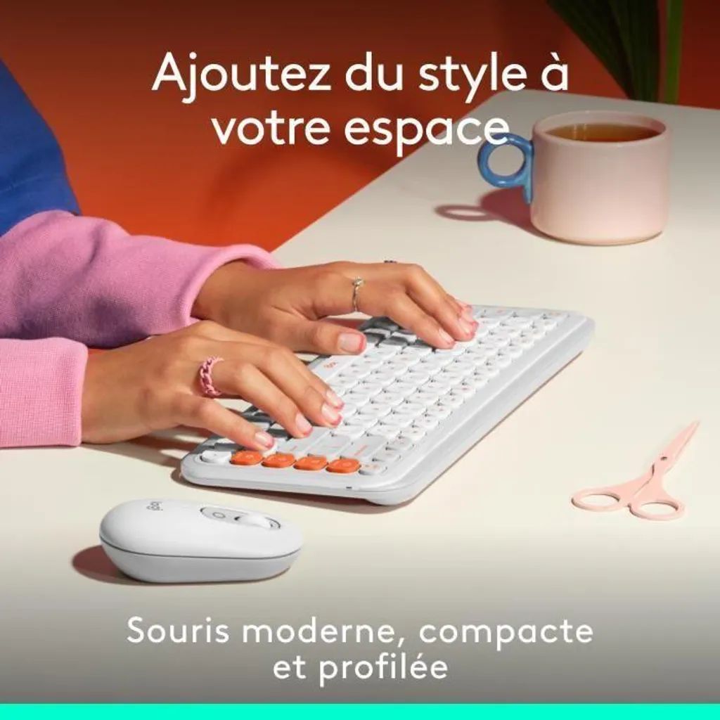 Mouse Logitech Pop Wireless Bianco: Produttività Bluetooth e FLOW - 2