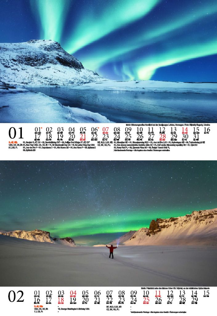 Polarlichterzauber DIN A4 Kalender für 2024 Himmel und Nordlichter Polarlichter - Seelenzauber