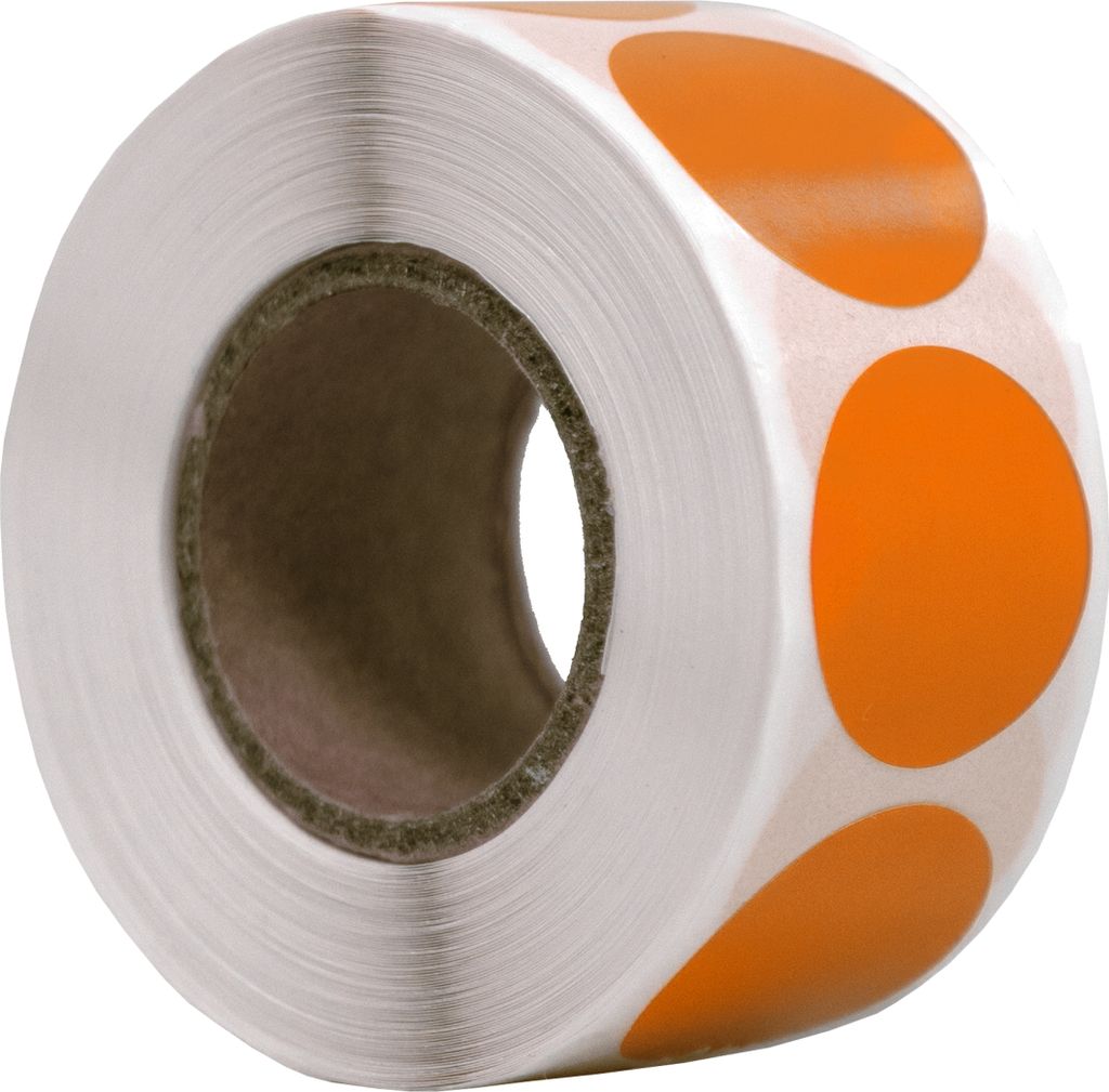 500 Runde Etiketten Orange 20 mm auf Rolle - Siegel - Markierungspunkte - Leere runde Aufkleber - DULA