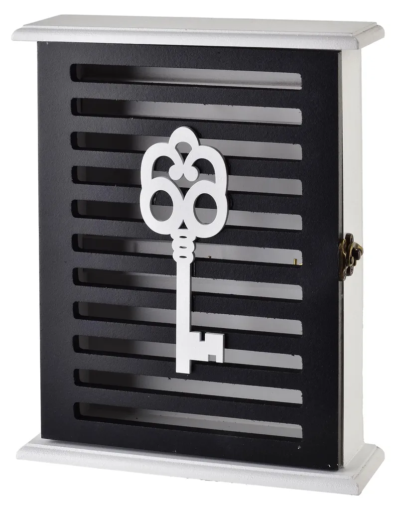 Armoire à clés murale en bois Stacy noire 28 cm - Décoration d'intérieur