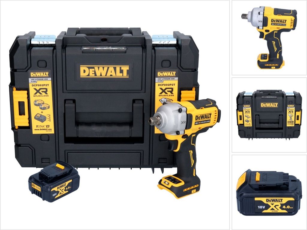 DeWalt DCF 892 NT Akku Schlagschrauber 18 V 813 Nm 1/2" Brushless + 1x Akku 4,0 Ah + TSTAK - ohne Ladegerät