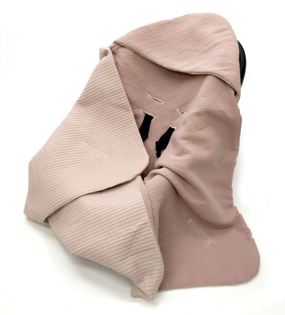 Einschlagdecke 100% Baumwolle 75x75 Sommer Babyschale Babydecke 2w1 Kapuzenhandtuch Autositz Kuscheldecke für Kinderwagen Musselin (Rosa)