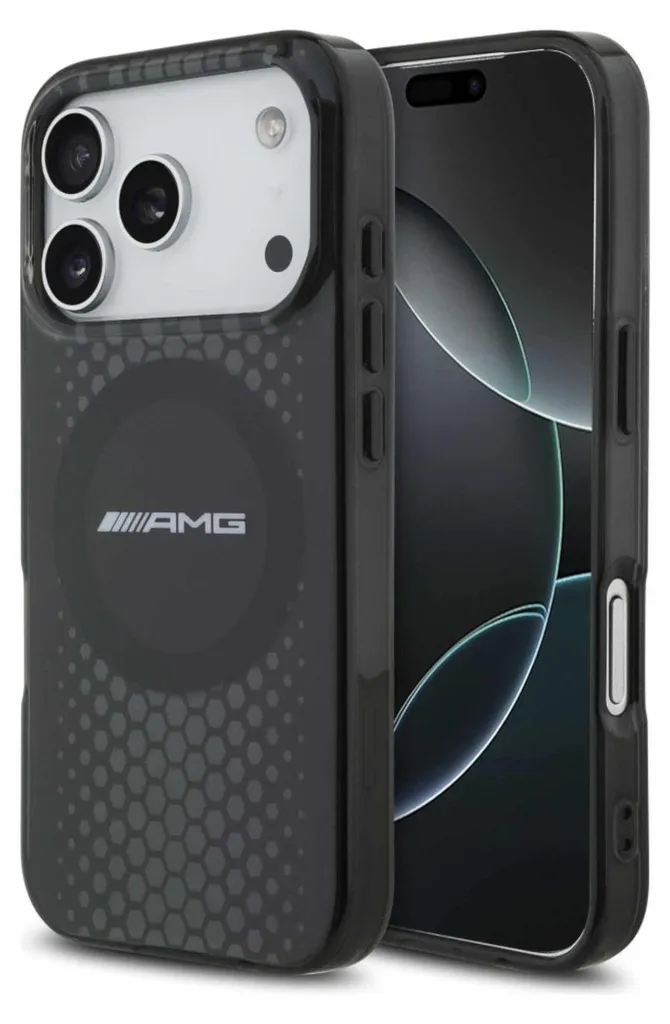 Housse iPhone 17 Pro Max Mercedes AMG Noire pour Recharge MagSafe Sans Fil