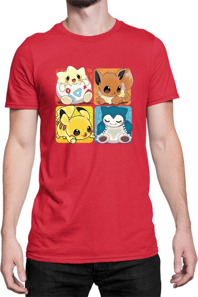 Herren T-Shirt Japan Manga Anime Comics Pokemon 017, Man XL / Rot