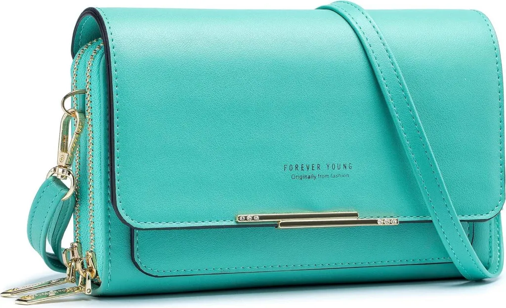 Sac téléphone portable en cuir synthétique souple et léger vert pastel