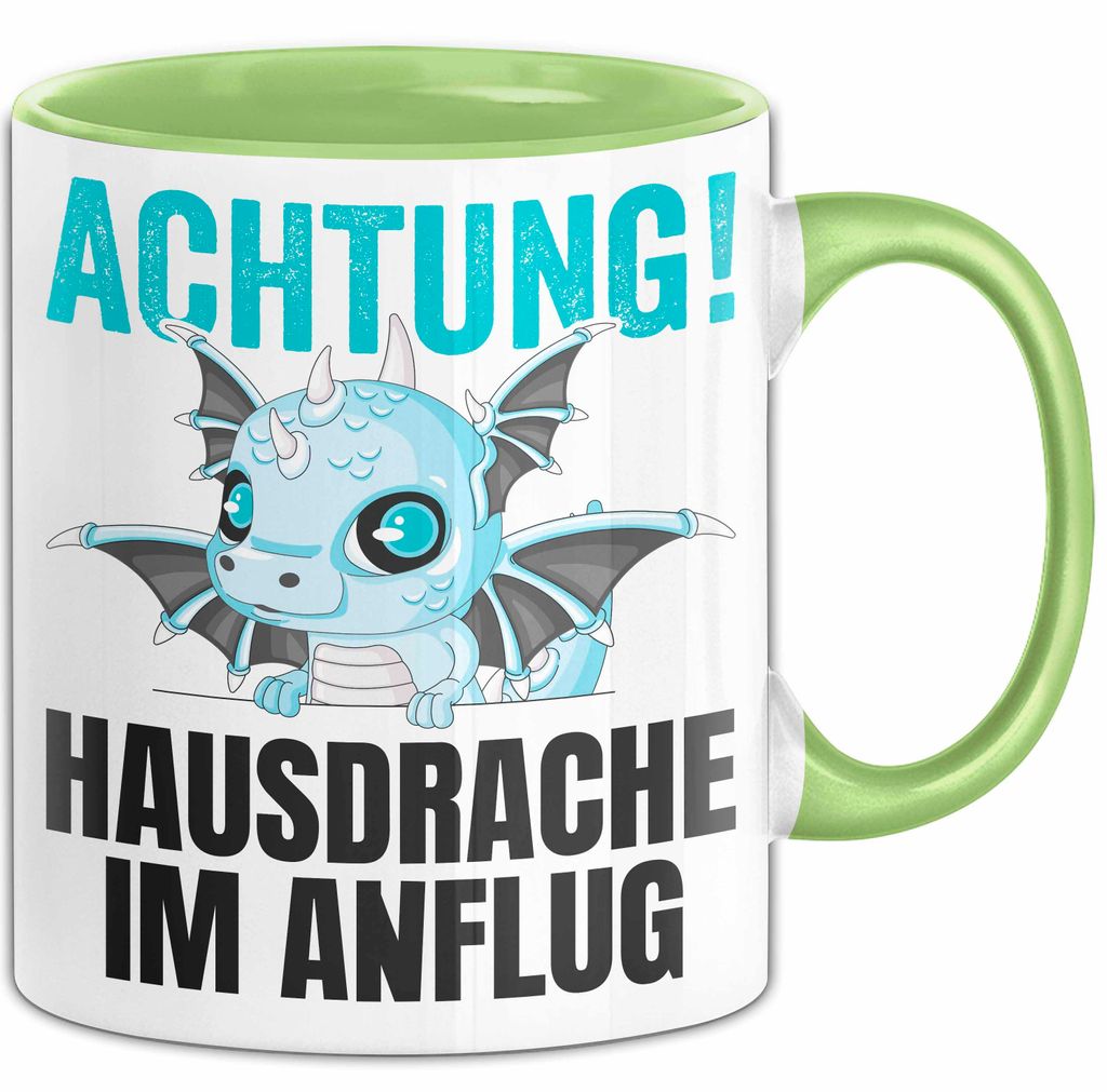 Hausdrache Im Anflug Tasse Geschenk Becher (Grün)