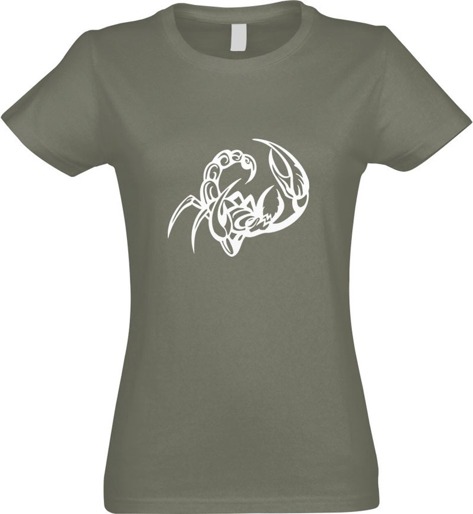Kiwistar - T-Shirt tailliert - Damen - Olive - Skopion - mit Motiv Bedruckt - Funshirt Design - Sport - Freizeit - Damen - S