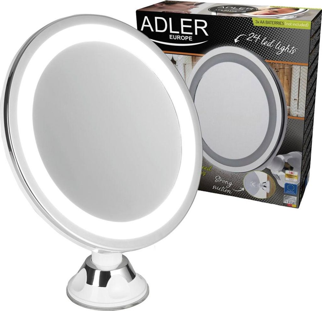 Adler AD 2168 Bathroom Mirror, 3 AAA batteries, LED Zdjęcie produktu 