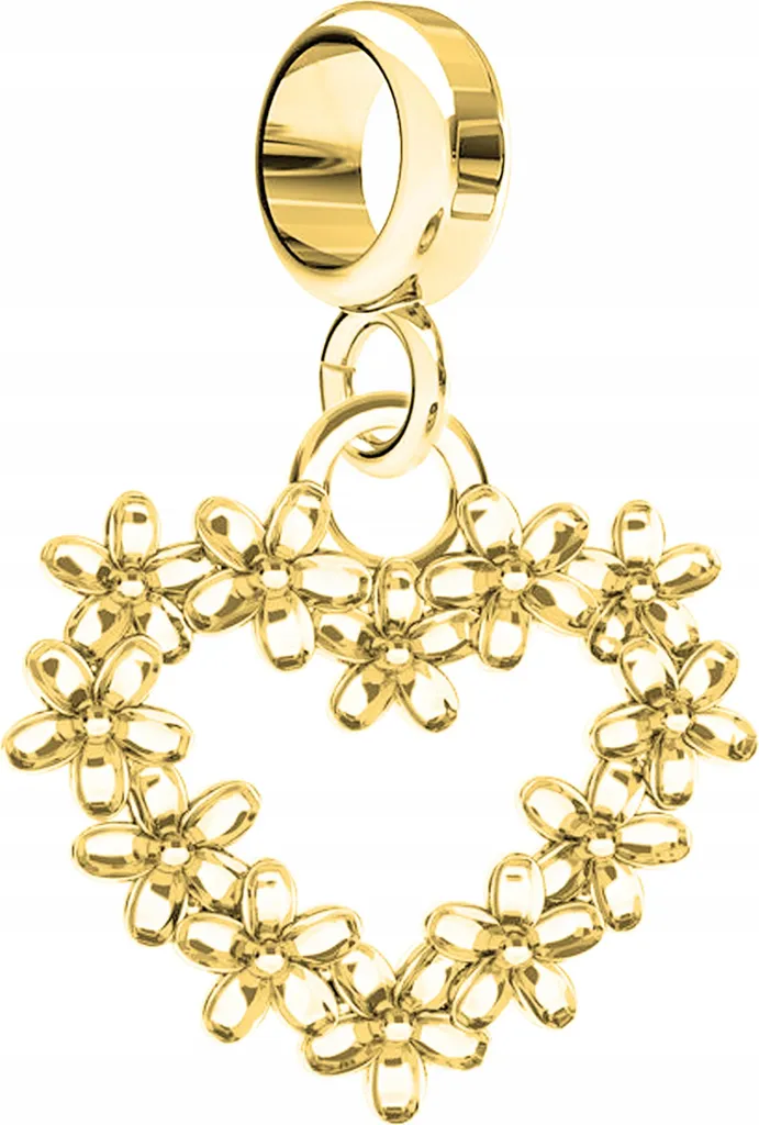 Charm Cuore d'Oro in Fiore - Regalo Mamma e Figlia Argento 925