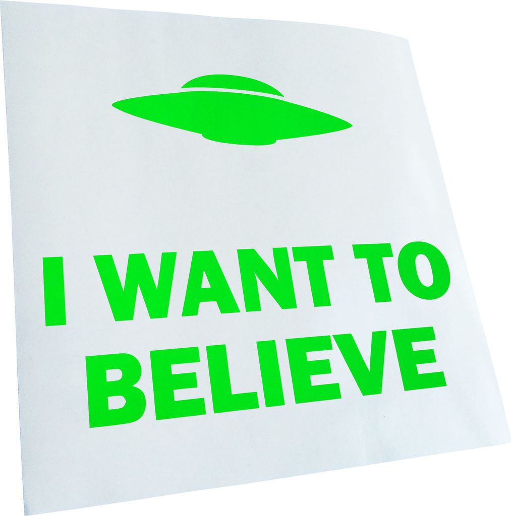 hauptsachebeklebt Kiwistar - Autoaufkleber - I Want to Believe UFO Heckscheibe - Aufkleber für Auto Kfz Fahrrad, LKW, Truck Mofa