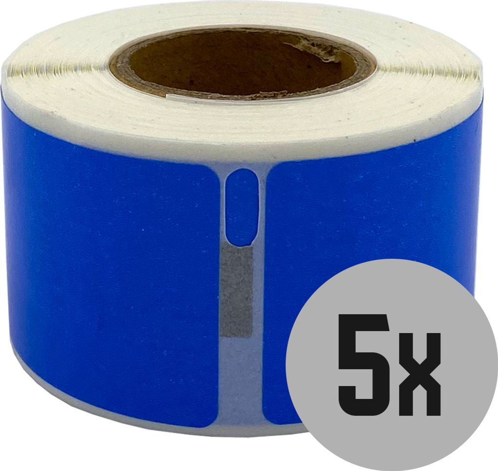 DULA Etiketten - Kompatibel mit Dymo Compatible labels - Blauw - 99010 - S0722370 - Adresetiketten - 5 rollen - 28 x 89 mm - 130 labels per rol
