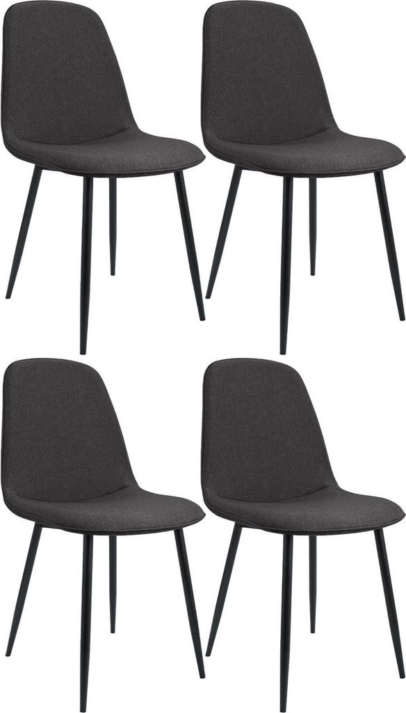 4-teiliges Esszimmerstuhl-Set – Küchenstühle – hoher Sitzkomfort, dunkelgrauer Stoff, stabile Basis