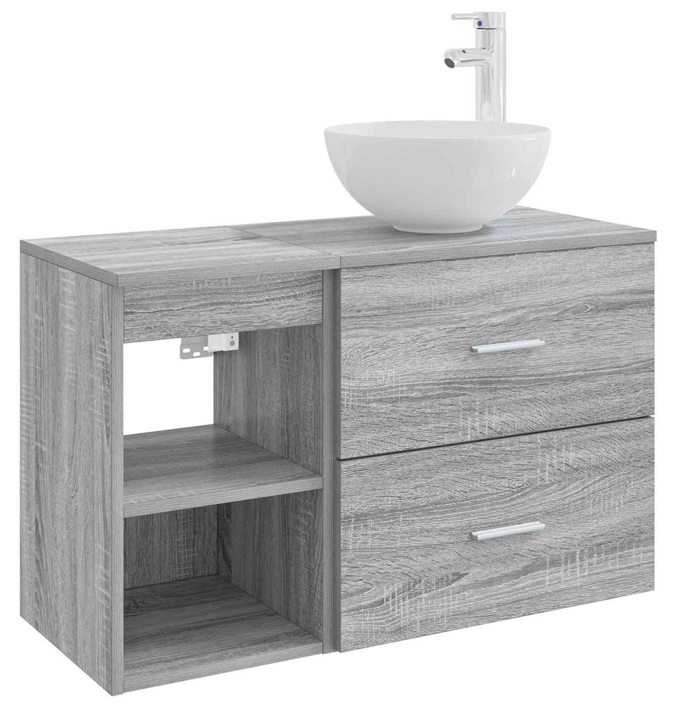vidaXL Badezimmermöbel-Set 2 pcs Grau Sonoma Holzwerkstoff