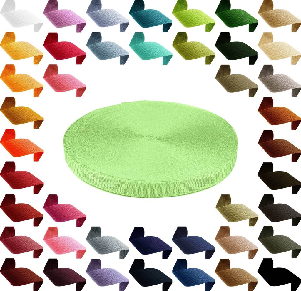 50m PP Gurtband Polypropylen 20mm breit, 1,3mm stark, Farbwahl 40 Farben