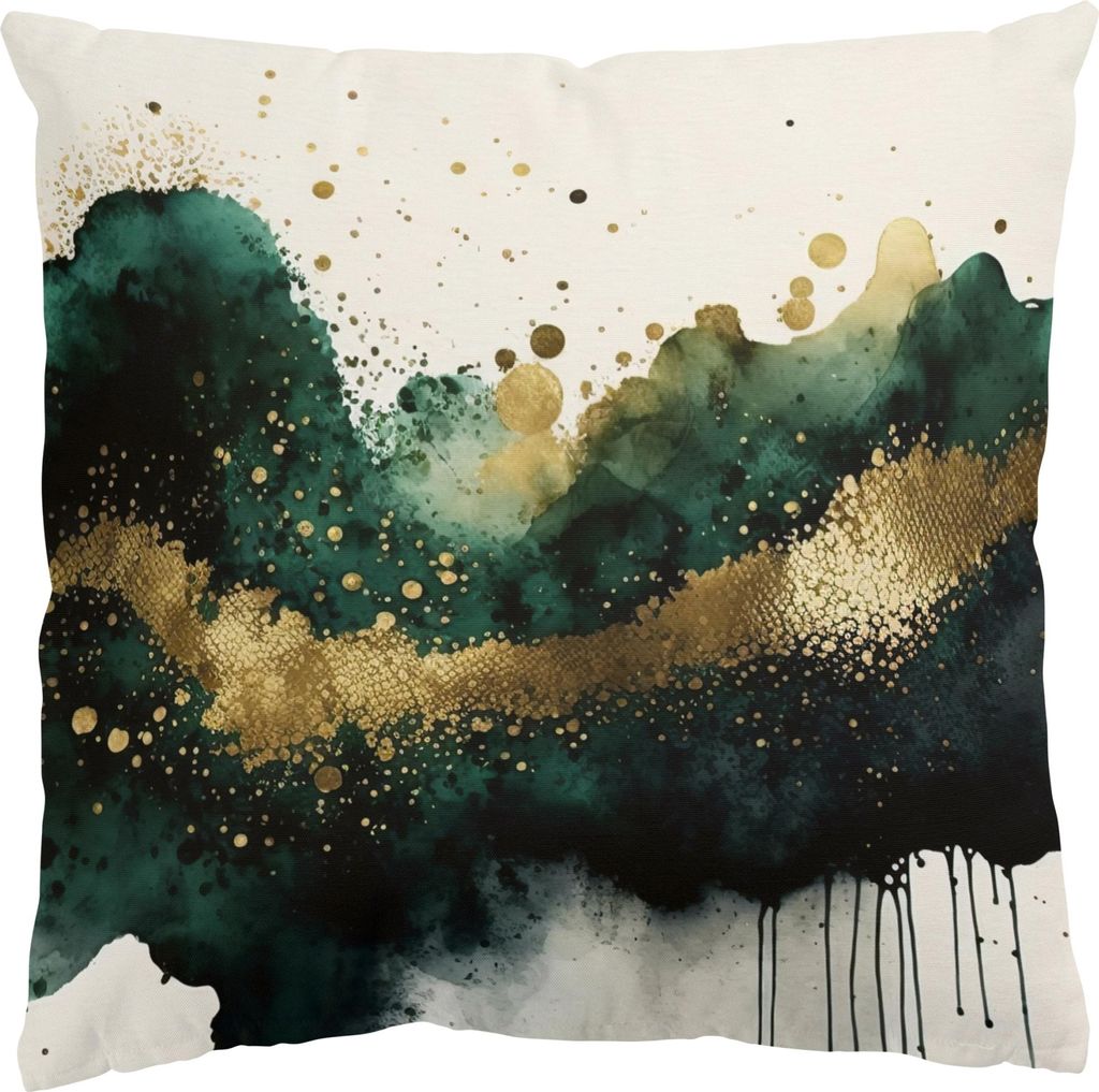 Dekokissen mit Motiv draußen / Outdoor Zierkissen waschbar Design grün Digital Art Sofakissen mit Füllung