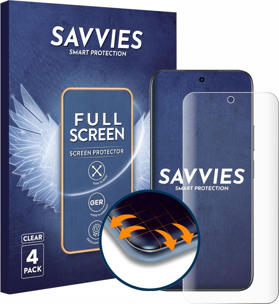 4x Savvies Fullscreen Schutzfolie für realme C85 4G Displayschutz Folie Fullcover Klar Transparent