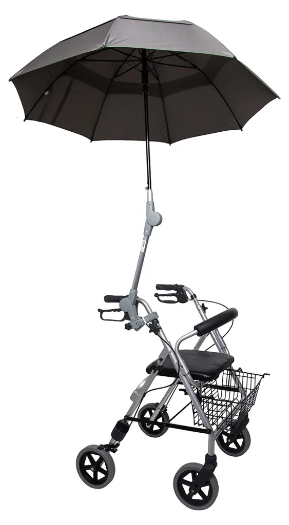 Parapluie déambulateur robuste vert olive, fixation réglable tout confort