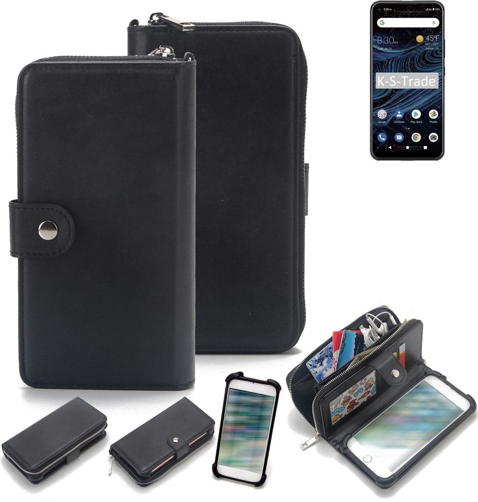 K-S-Trade 2in1 Handyhülle Schutzhülle kompatibel mit ZTE Blade X1 & Portemonnee Cover Handy Hülle Case Etui Geldbörse Wallet Bookstyle Hülle