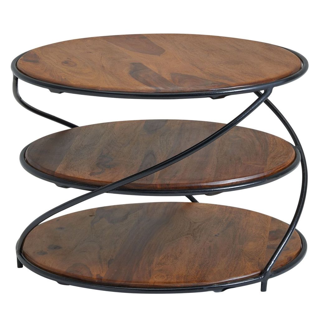 Couchtisch 58x58x40,5 cm Sheesham Massivholz / Metall mit Stauraum, Wohnzimmertisch Kaffeetisch Massiv, Kleiner Tisch Beistelltisch Wohnzimmer Mode...