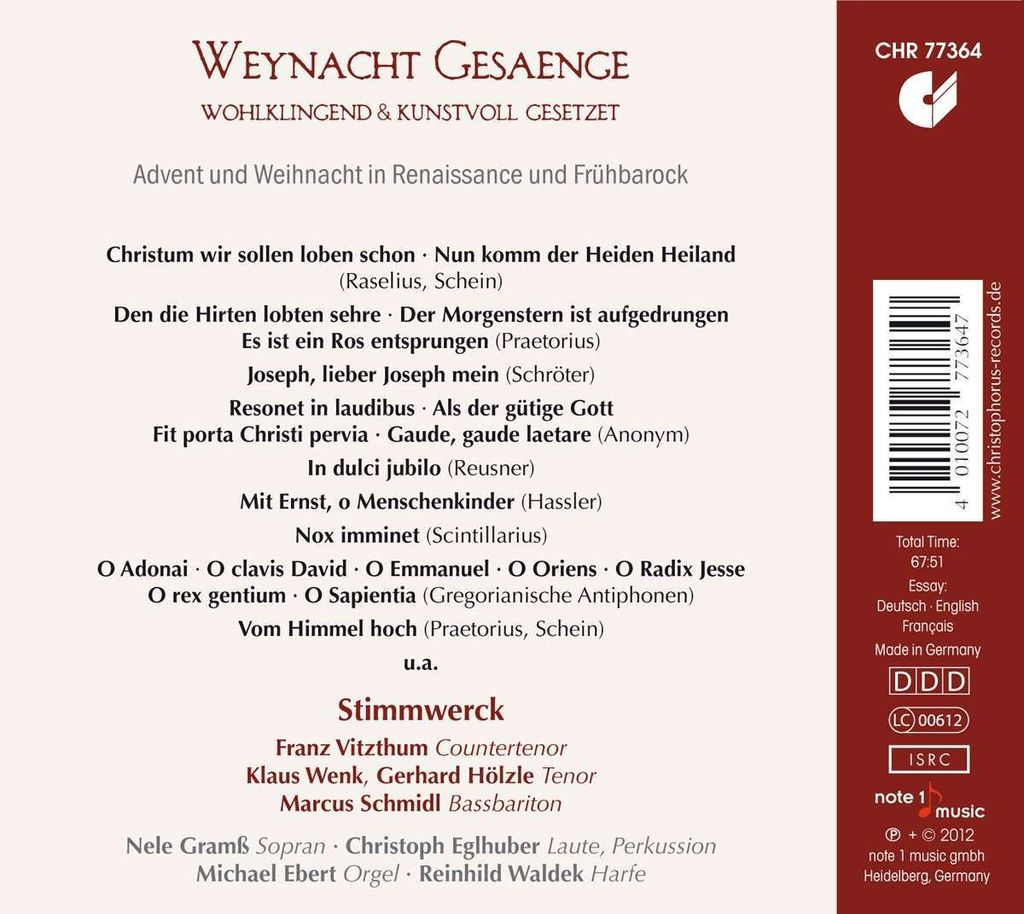 Weynacht Gesaenge: Christmas Songs