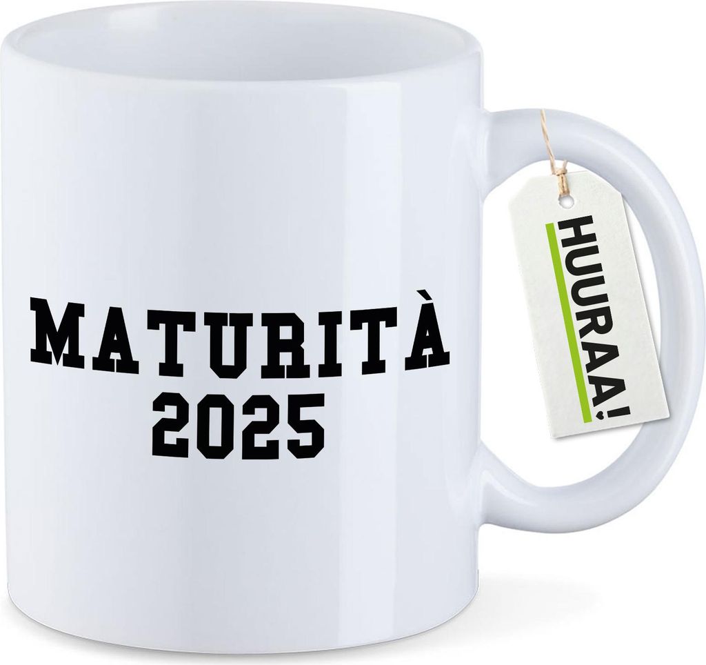 Huuraa Kaffeetasse Maturità 2025 Abschluss Italien 330ml Weiß Keramik Kaffeebecher Geschenkidee